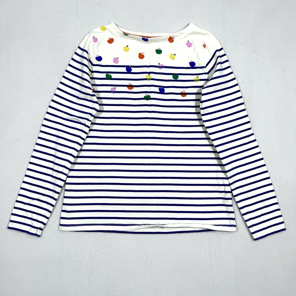 Mini Boden Top Girls 13 14 Mixed Print Breton Shirt Apples Striped Long Sleeve‎